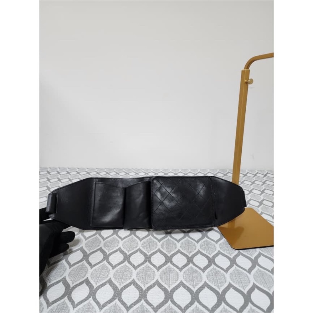 Authentic Chanel 2014 Uniform Quilted Bum/Waist Bag Black